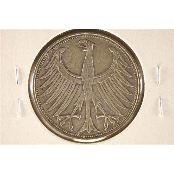 1958-D GERMAN SILVER 5 MARKS