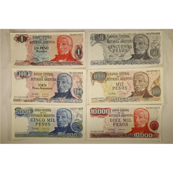 6 PIECES OF ARGENTINA CRISP UNC CURRENCY