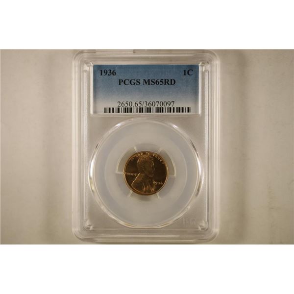 1936 LINCOLN CENT PCGS MS65RD