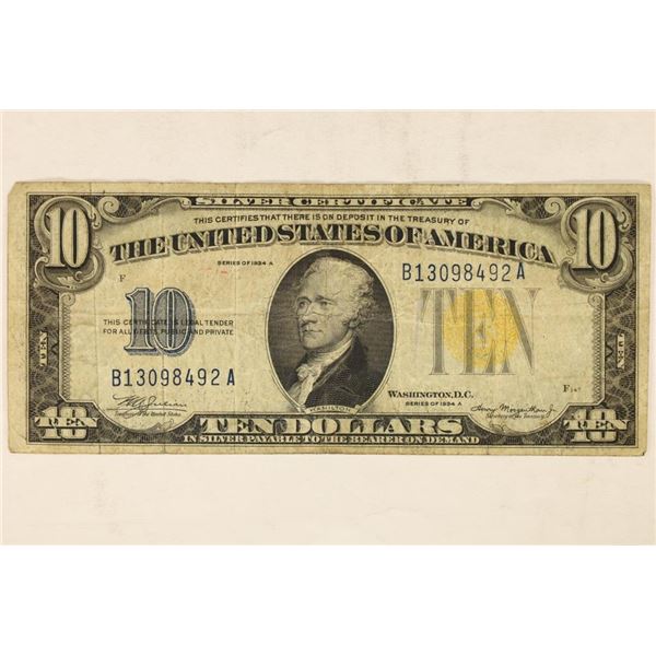 1934-A $10 NORTH AFRICA SILVER CERTIFICATE