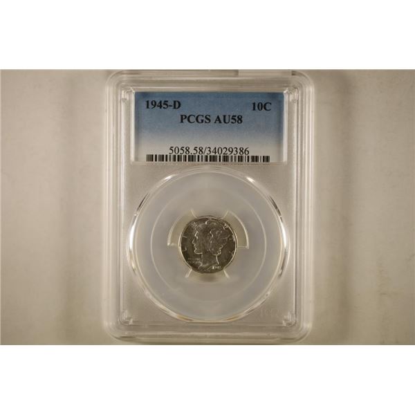 1945-D MERCURY DIME PCGS AU58