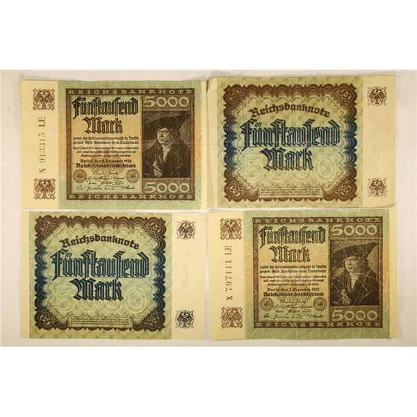 4-1922 GERMAN 5000 MARK NOTES