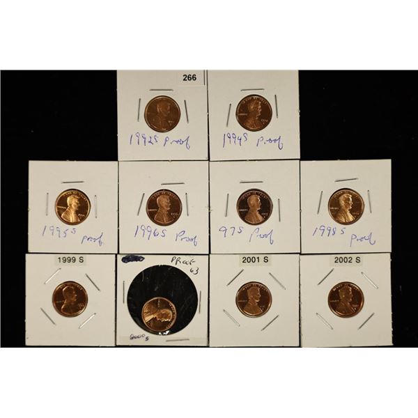 10-DIFFERENT PROOF LINCOLN CENTS 1992-S,