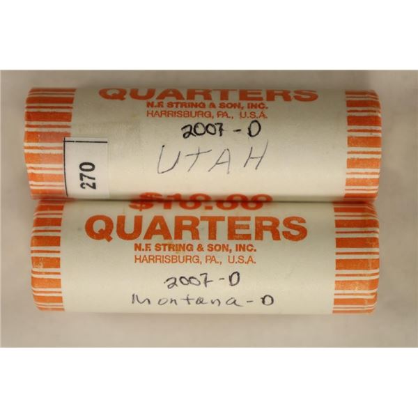 2-$10 ROLLS OF BRILLIANT UNC STATE QUARTERS