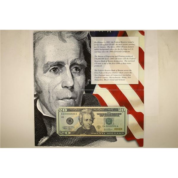 SERIES 2004 $20 FEDERAL RESERVE NOTE BOSTON