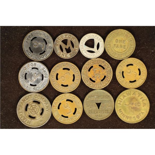 12 ASSORTED TRANSPORTATION TOKENS & PARKING