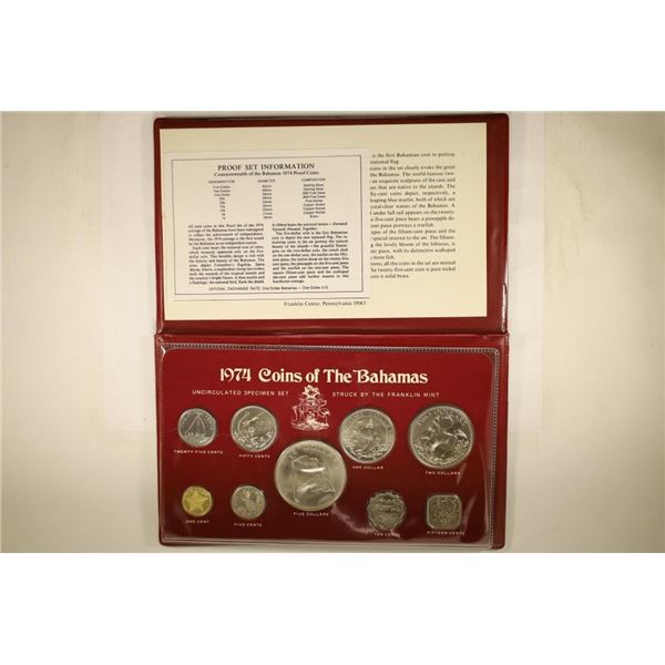 1974 COINS OF THE BAHAMAS 9 COIN UNC SPECIMEN SET