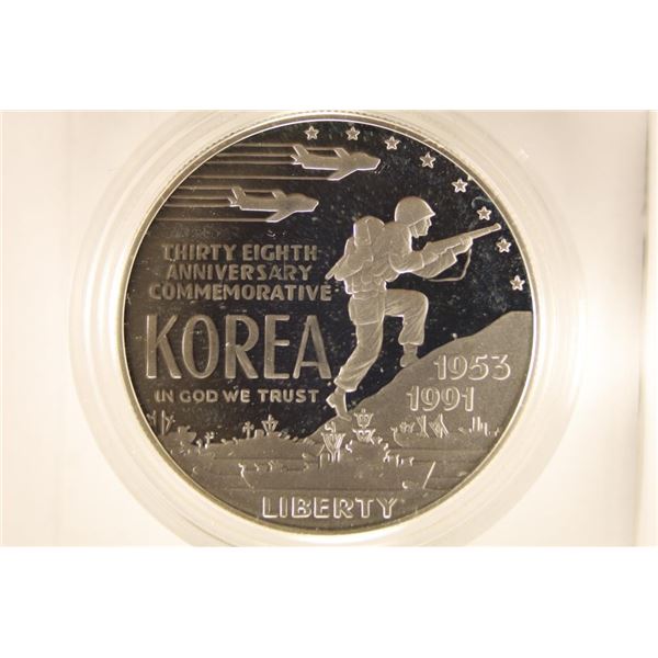 1991-P KOREAN WAR MEMORIAL PROOF SILVER DOLLAR