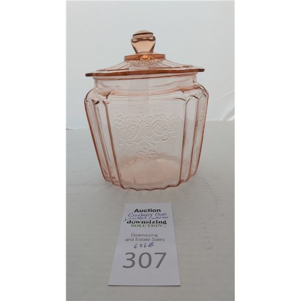 Pink Glass Lidded Container Cat A