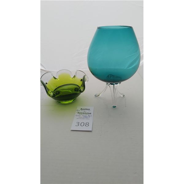 Blue Glass  & Green Glass Cat A