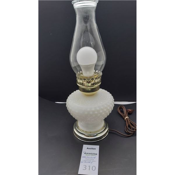 Fenton Hobnail Milk Glass Lamp Cat A