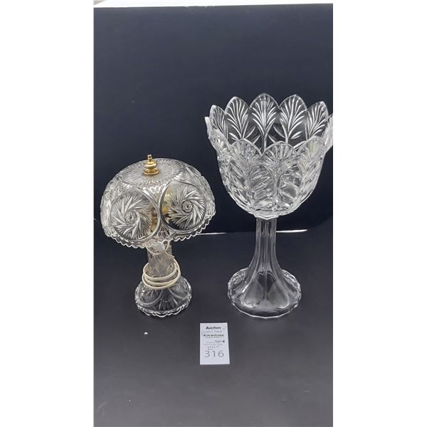 Crystal Lamp and Footed Bowl Cat A