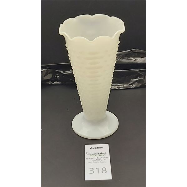 Fenton Hobnail Milk Glass Vase Cat A