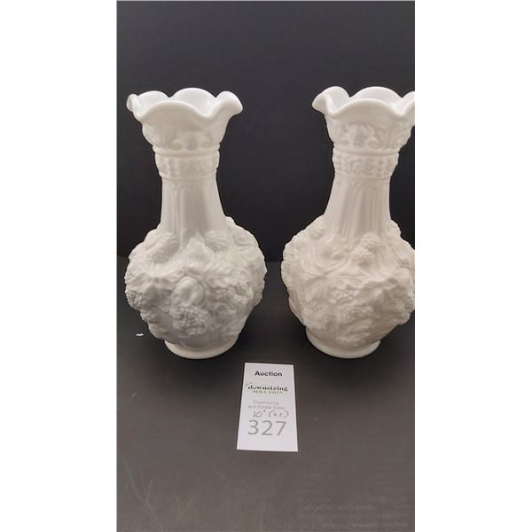 Pair of Milk Glass Vases Cat A