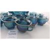 Image 2 : Carnival Glass Blue Punch Bowl Set Cat A
