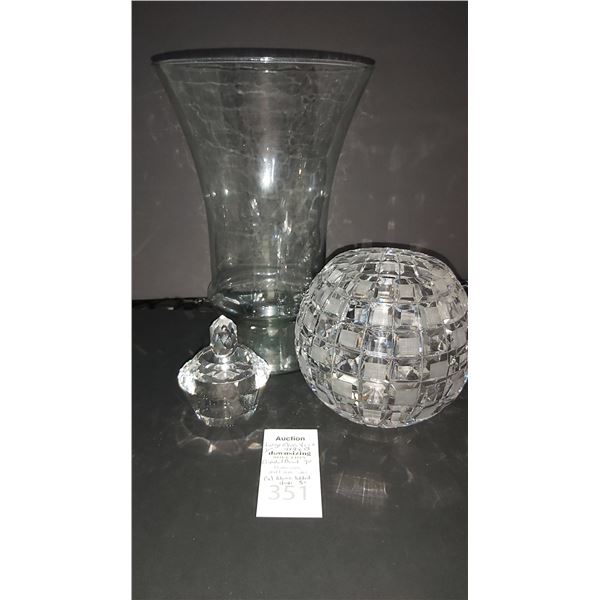 Large Glass Vase & Crystal Bowl Cat A