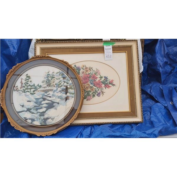 Framed Needle Art Cat B