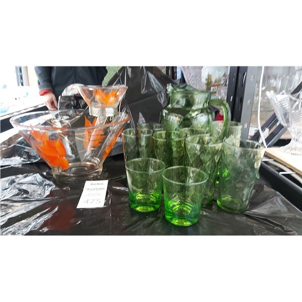 Vintage Chip & Dip Plus Grenn Glassware Cat B