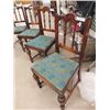 Image 2 : 4 Vintage Matching Wood & Upholstered Chairs