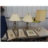 Image 1 : (SS) 3 Table Lamps (2 Are Matching) & 3 Pictures