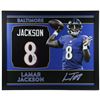 Image 1 : LAMAR JACKSON SIGNED AND FRAMED RAVENS JERSEY ( SPORTS CARD EDITION) JSA COA