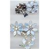 Image 1 : SALE Big Flower Pin and Earrings. Blues #2250253