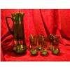 Image 1 : Bohemian Green Paneled Glass Cordial Set #2250348