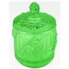 Image 1 : Walther ROSEN Green Pressed Glass Condiment Jar#2263971