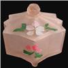 Image 1 : LOTUS Flower Pink Satin Depression Glass Box #2263993