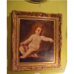 Large 19th Century Oil Painting of a Putti #2276183