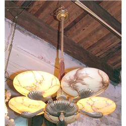 French  Deco chandelier pressed glass shades #2276559