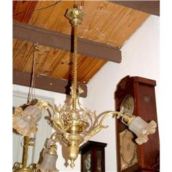 Art Nouveau 3L chandelier original shades #2276565