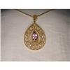 Image 1 : 14K Gold Seed Pearl Amethyst Filigree Pendant #2287909