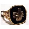 Image 1 : 10K yellow gold Initial &quot;J&quot; and onyx #2297583