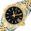 Image 1 : Rolex Ladies 2 Tone Black Index & Pyramid Diamond Oyster Perpetual Datejust Wris