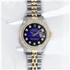 Image 3 : Rolex Ladies 2 Tone Blue Vignette VS Diamond Oyster Perpetual Datejust Wristwatc