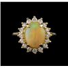 Image 2 : 1.90 ctw Opal and Diamond Ring - 14KT Yellow Gold