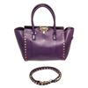 Image 1 : Valentino Purple Leather Garavani Rock Tote Bag