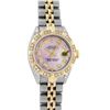 Image 3 : Rolex Ladies 2 Tone Pink MOP Diamond Lugs & Pyramid Datejust Wriswatch