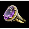 Image 1 : 4.90 ctw Amethyst And Diamond Ring - 14KT Yellow Gold