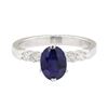 Image 2 : 2.07 ctw Sapphire and Diamond Ring - 14KT White Gold