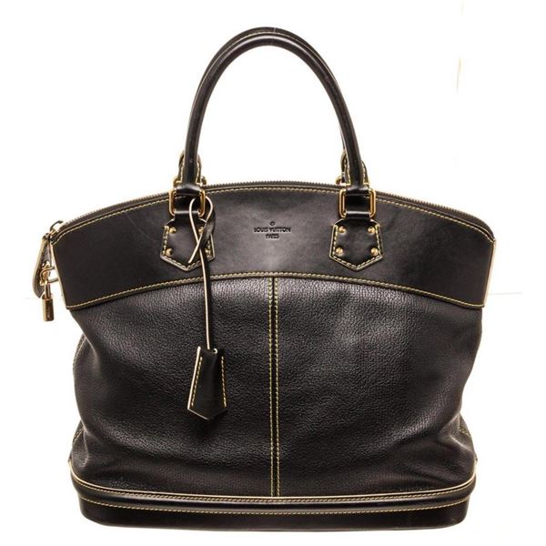 Louis Vuitton Black Suhali Leather Lockit MM Satchel Bag