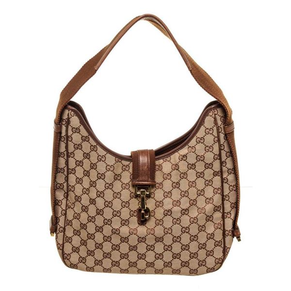 Gucci Brown Canvas Jackie Hobo Bag