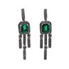 Image 1 : 3.24 ctw Emerald and Diamond Earrings - Platinum