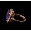 Image 3 : 9.61 ctw Tanzanite and Diamond Ring - 14KT Rose Gold