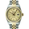 Image 1 : Rolex Mens 2 Tone Champagne Tapestry Index 36MM Datejust Wristwatch