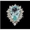 Image 2 : 9.17 ctw Aquamarine and Diamond Ring - 14KT White Gold