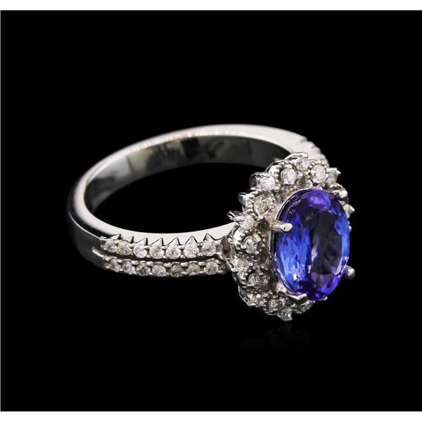 1.88 ctw Tanzanite and Diamond Ring - 14KT White Gold