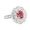 Image 1 : 1.85 ctw Oval Mixed Pink Sapphire And Round Brilliant Cut Diamond Ring - 18KT Wh