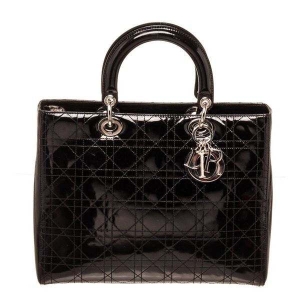 Christian Dior Black Leather Lady Handbag